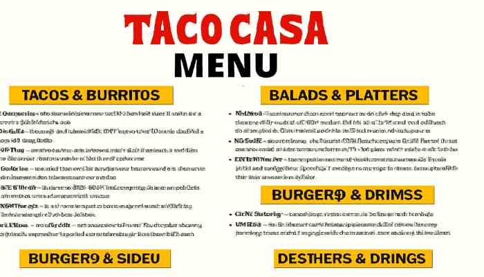 Taco Casa Menu